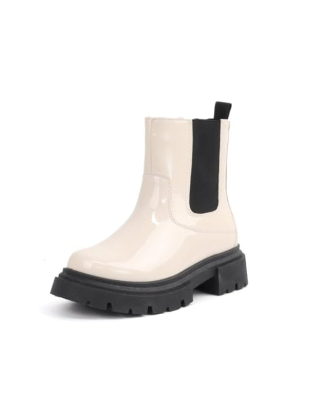 Girls Chelsea Boots Patent PU Side Zipper Ankle Booties